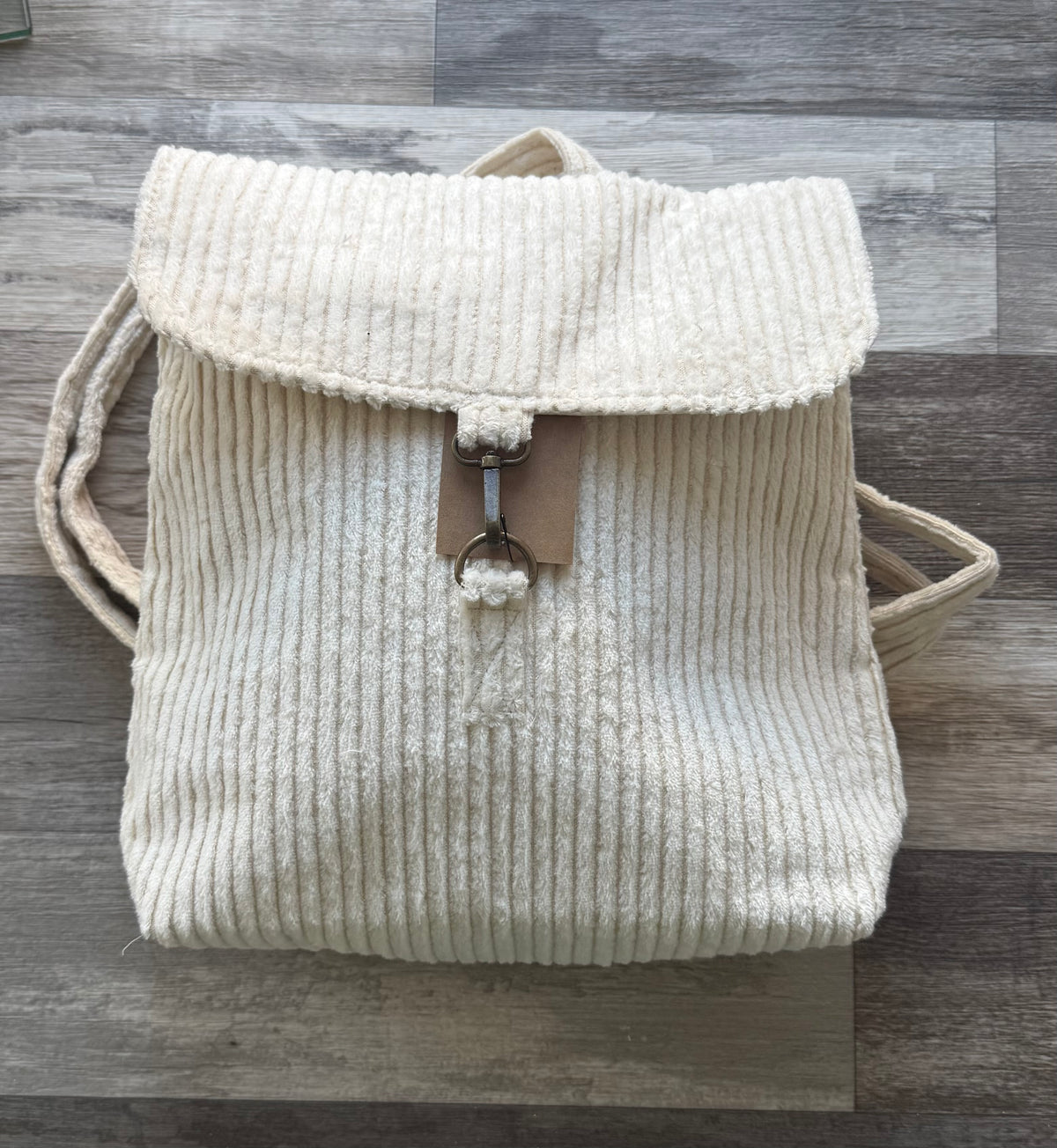Cream Corduroy Backpack