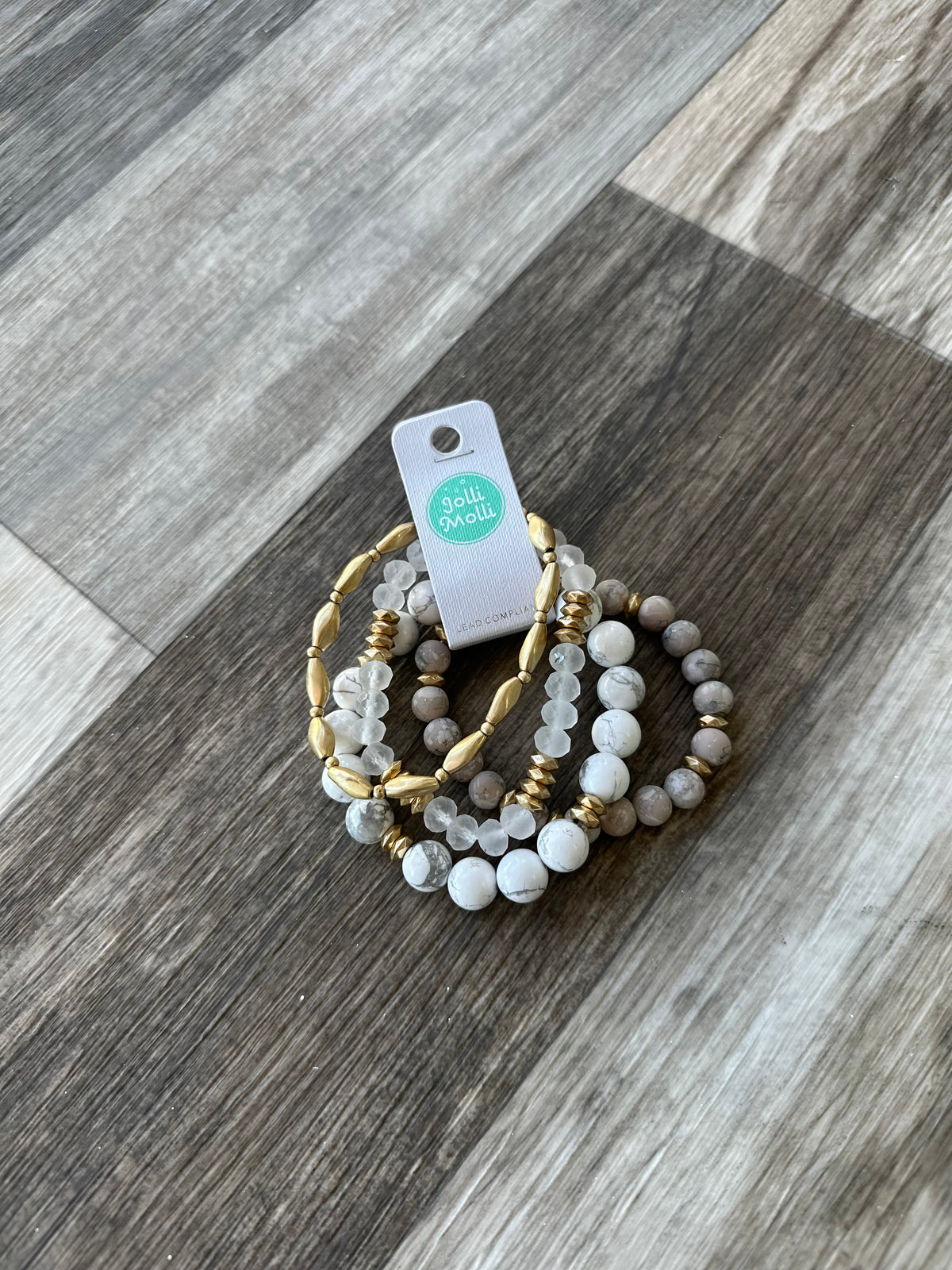 Gold & White Multi Beaded Bracelet