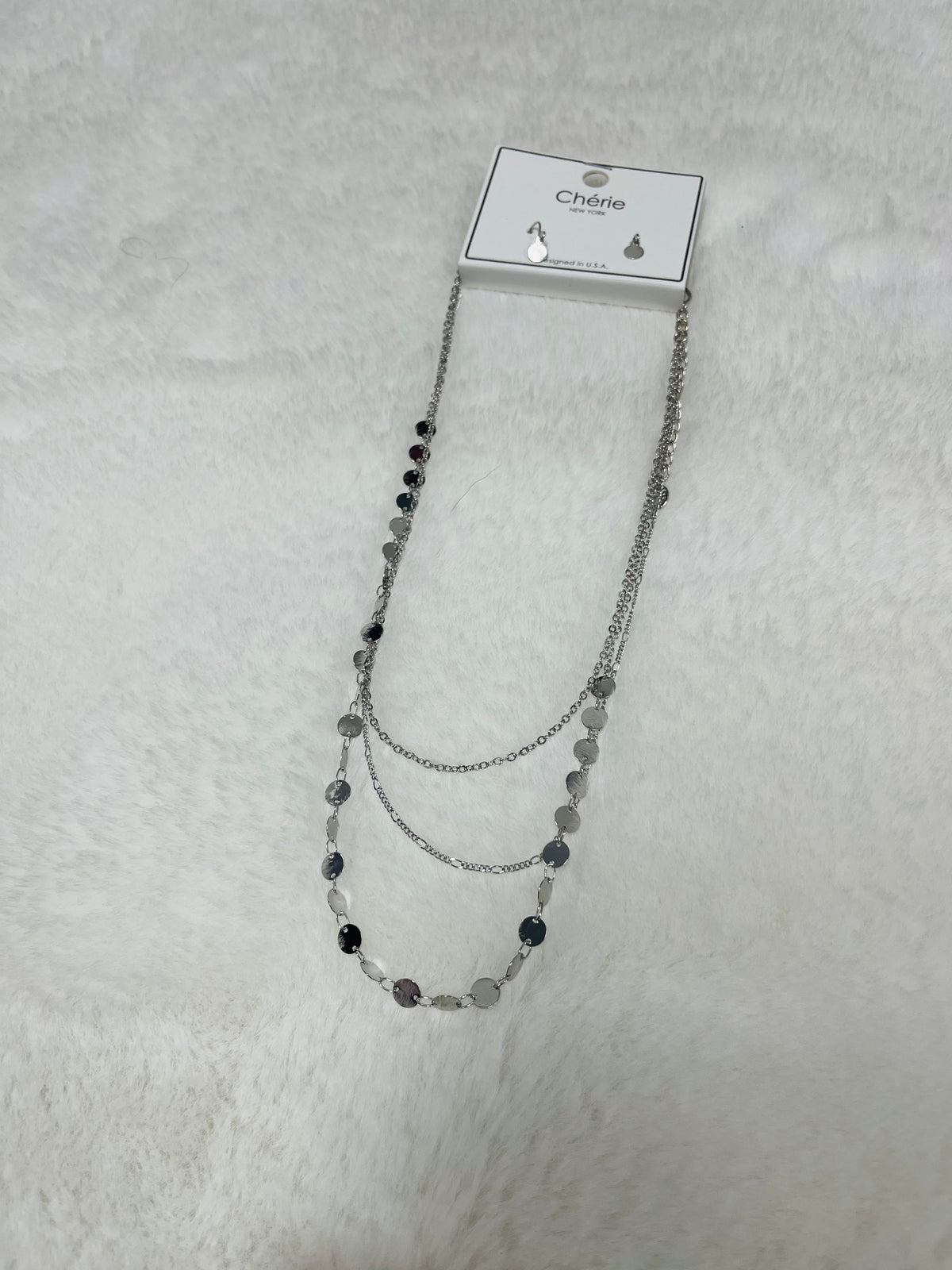Silver Coin Accent Necklace & Earrings