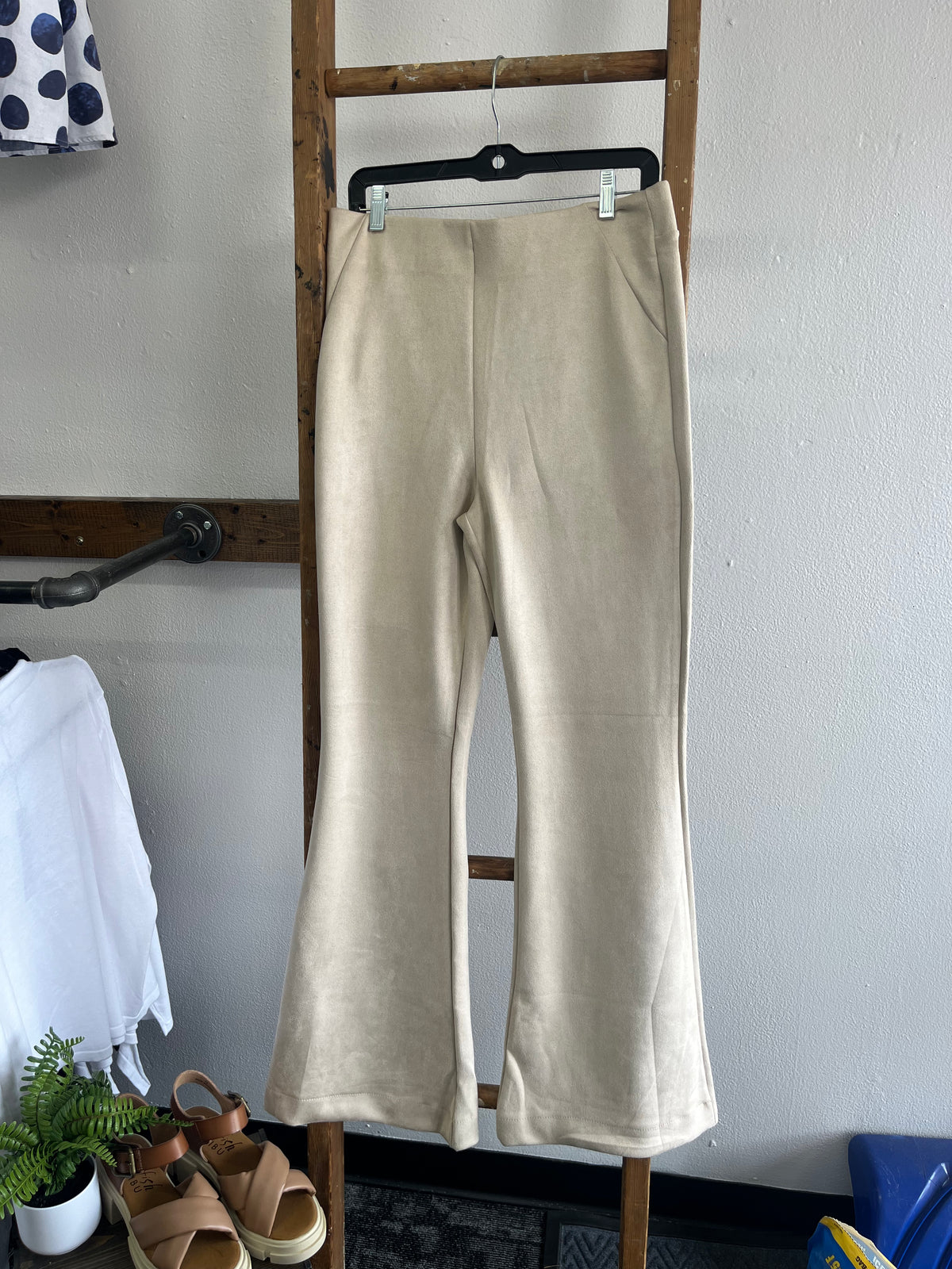 Suede High Rise Flare Pants'