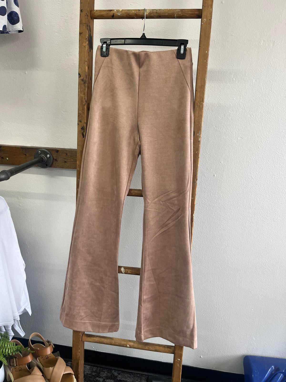 Mauve Suede Flare Pants