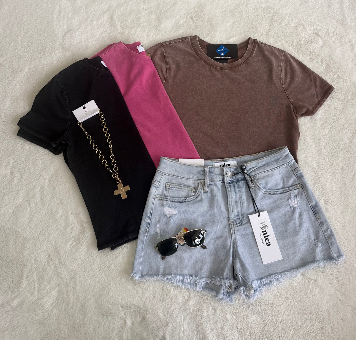 MICA High Rise Raw Hem Shorts