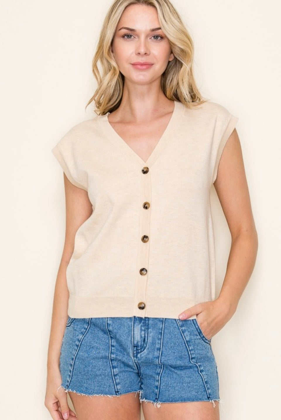 Oatmeal Button Up Vest