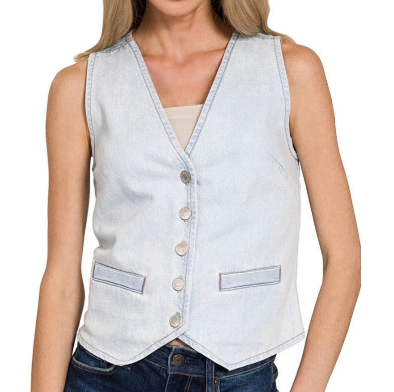 Light Wash Denim Vest