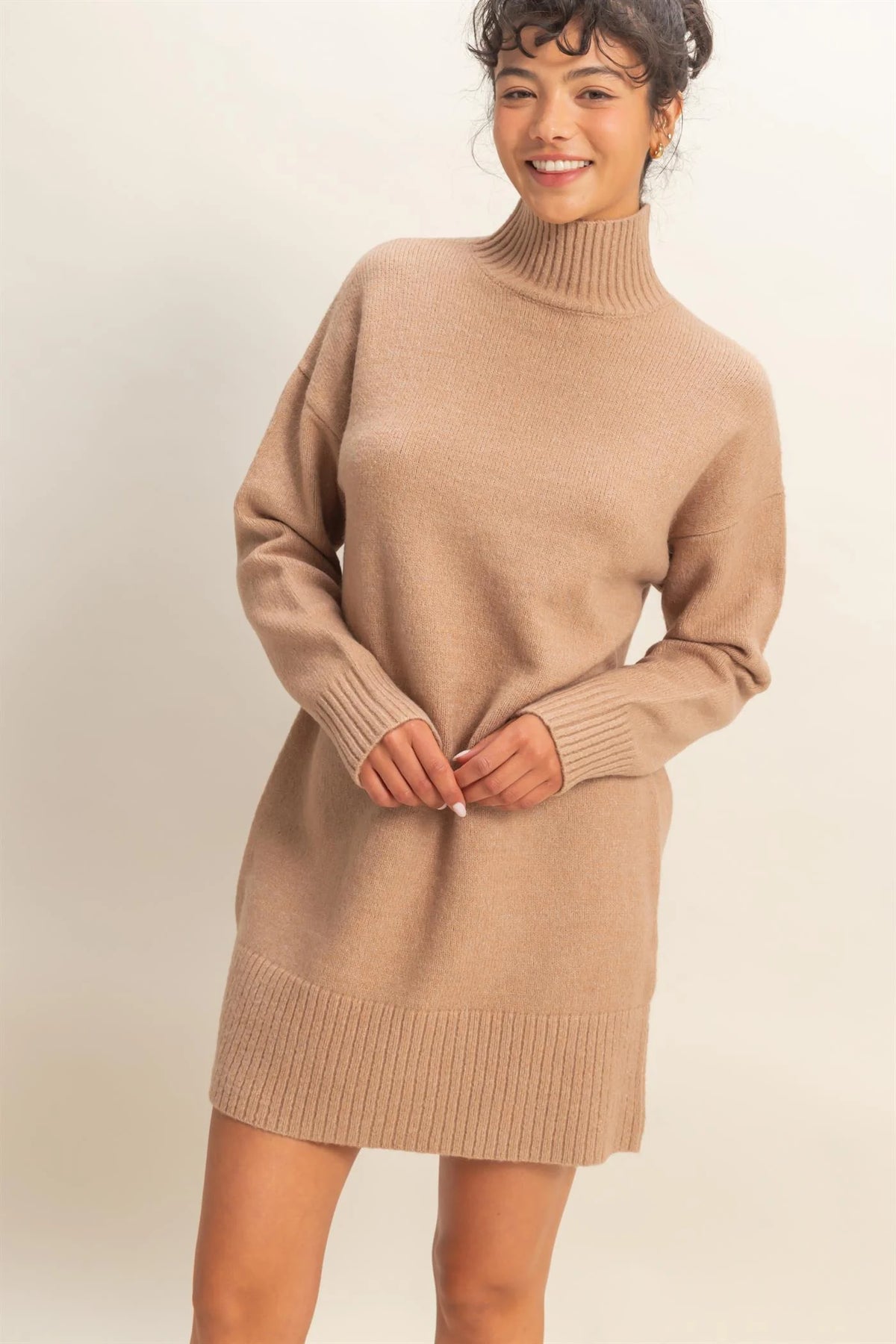 High Neck Sweater Dress