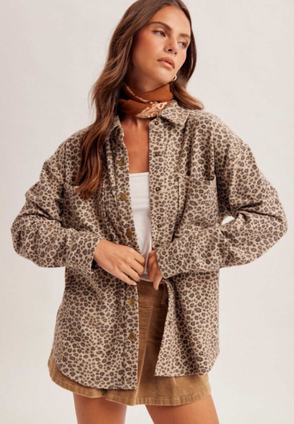 Leopard print button down top