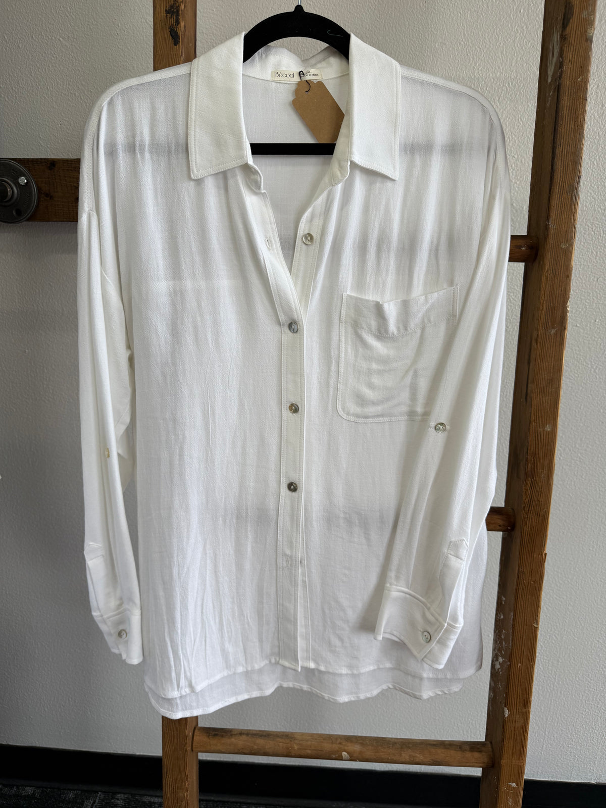 Carefree Oversized Linen Button Up