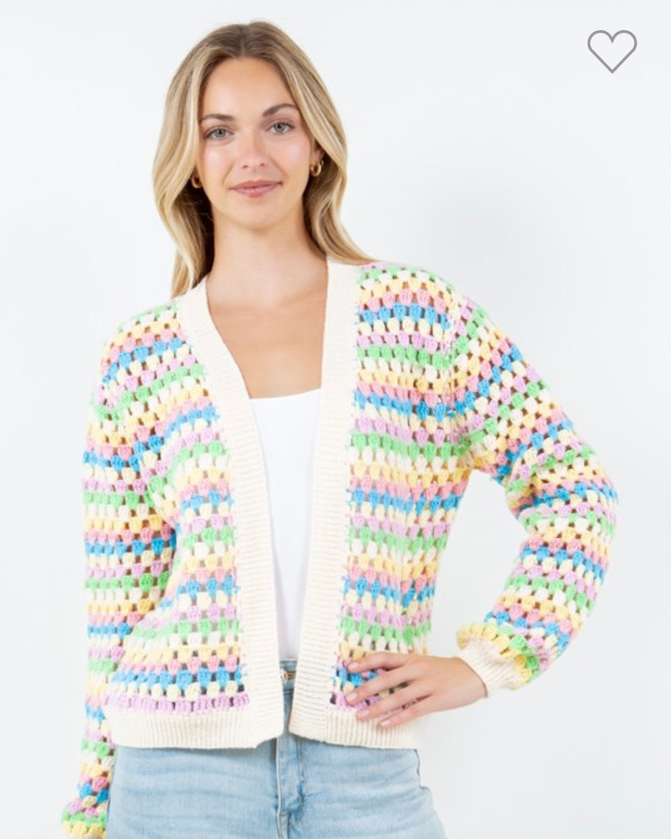 Multi Color Crochet Cardigan