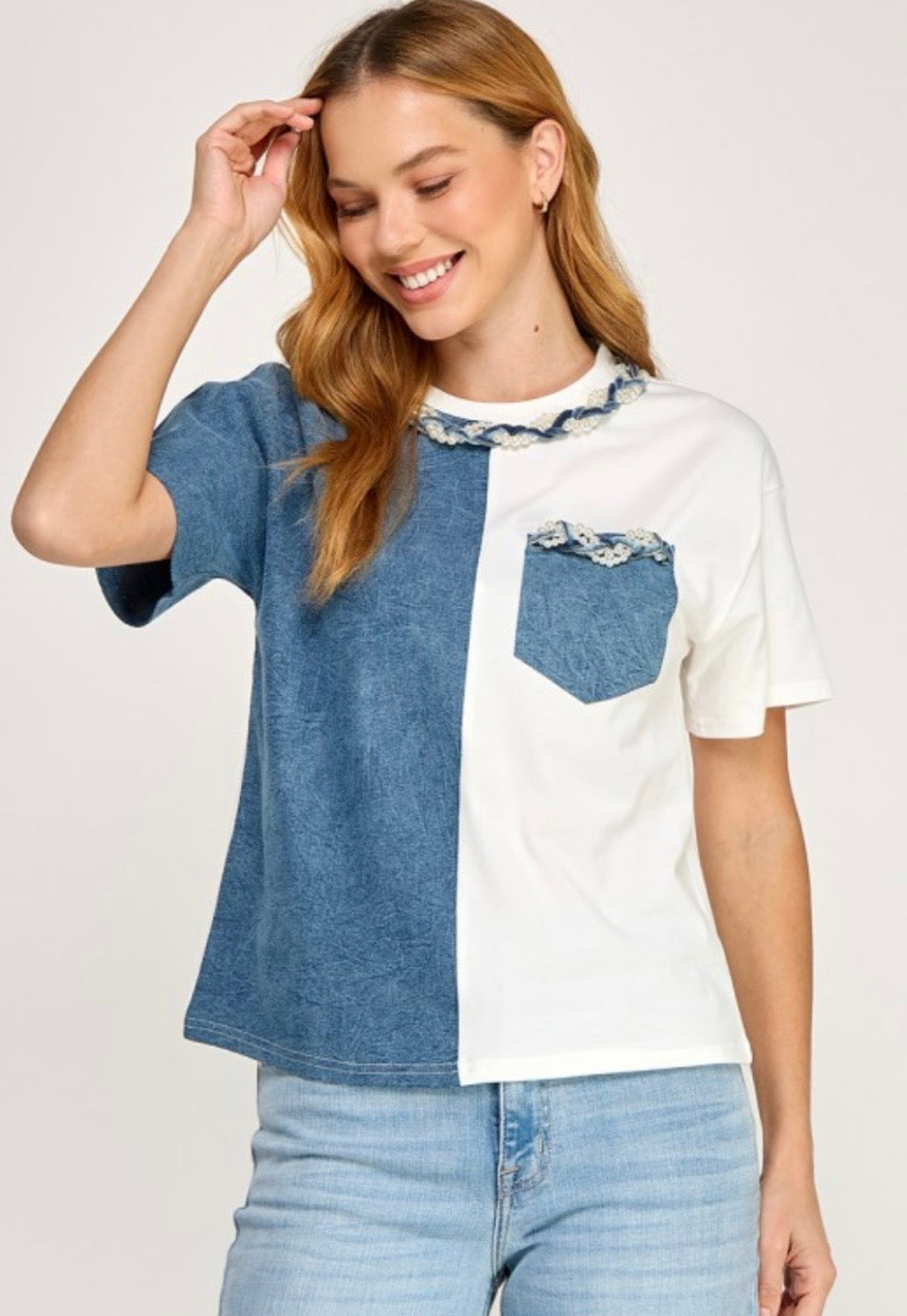 Denim Color Block Shirt