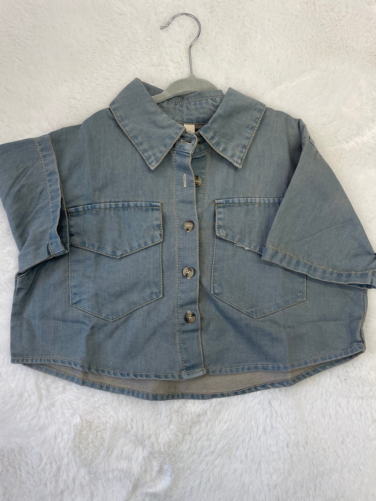 Denim Crop Button Up