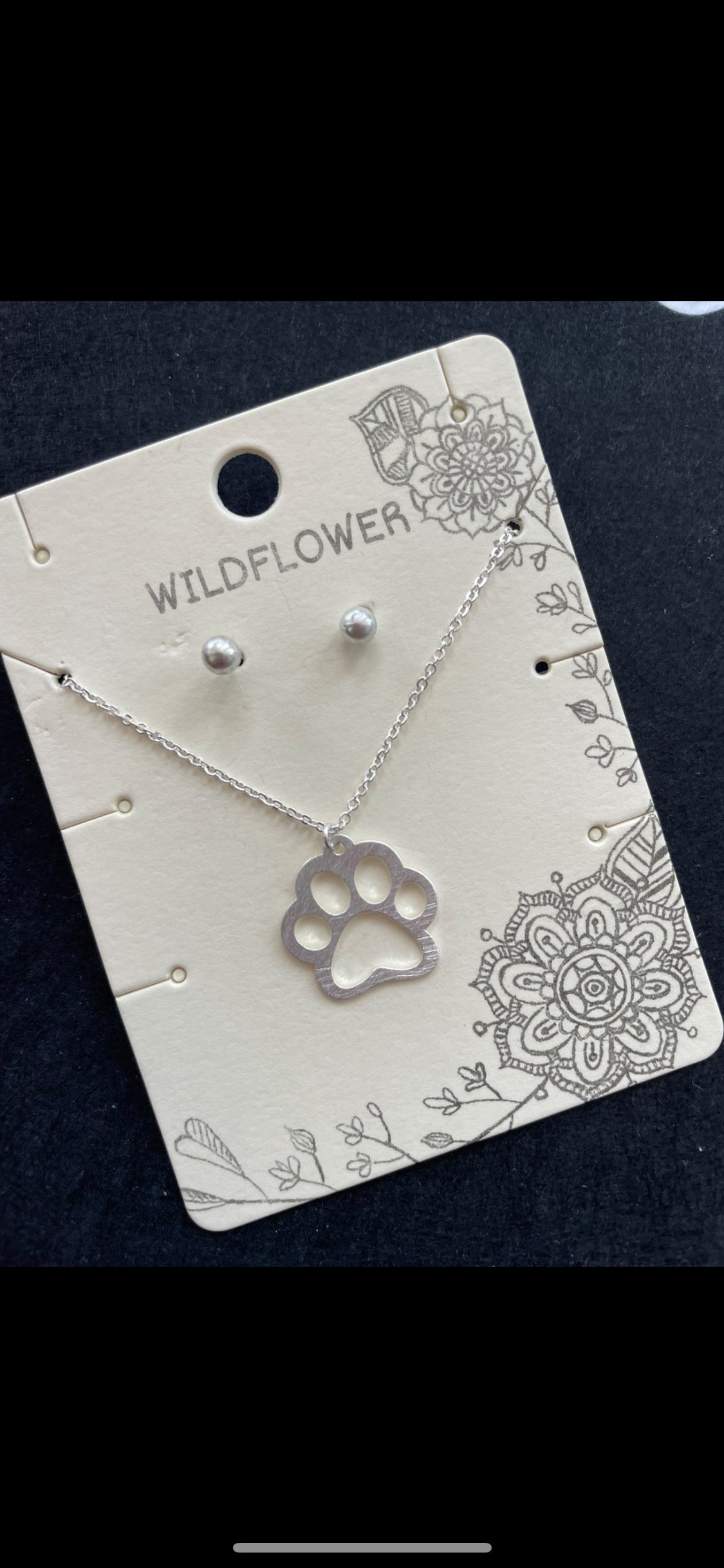 Paw Print Necklace & Earrings