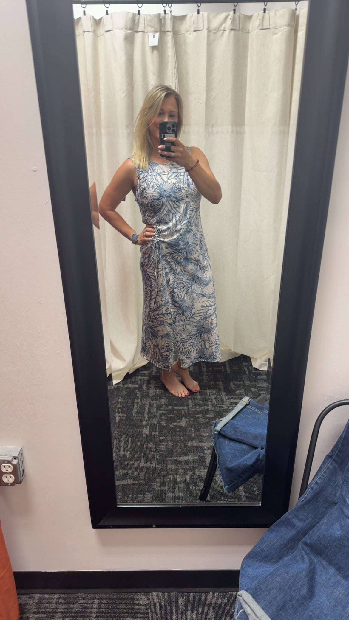 Satin Floral Dress with accent tie