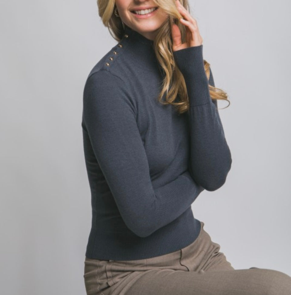 Button Detail Long Sleeve Top