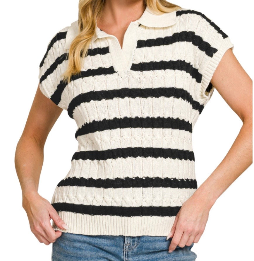 Textured Sweater W/ Collar