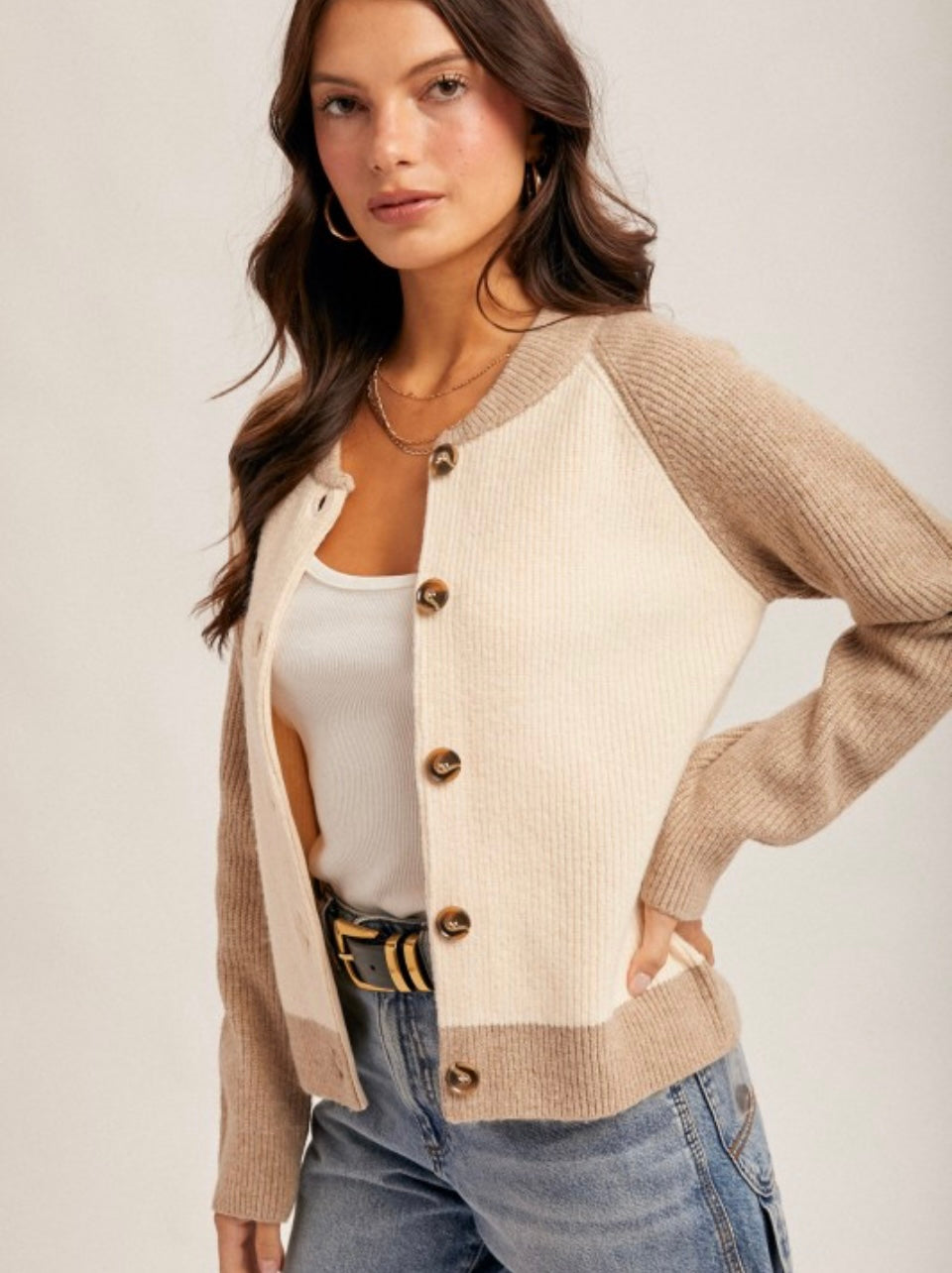 Hem & Thread Color Block Varsity Cardigan