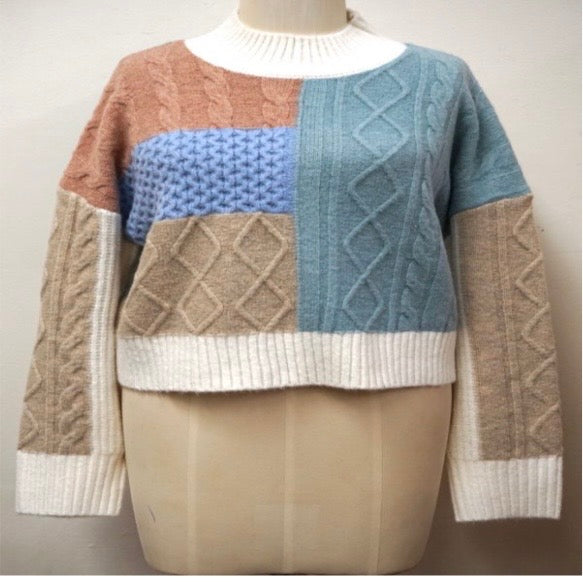 Mock Neck Cable Knit Sweater