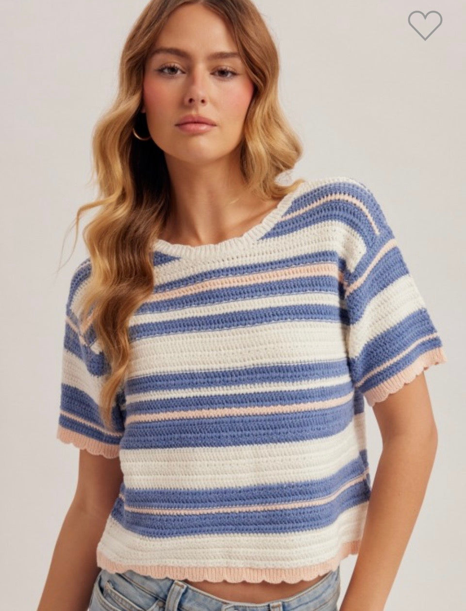 Blue/Peach Striped Tee