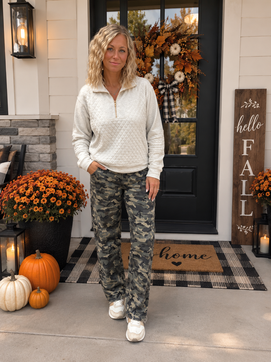 Quilted Half Zip Pull Over
