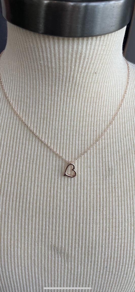 Rose Gold Hallow Heart Necklace