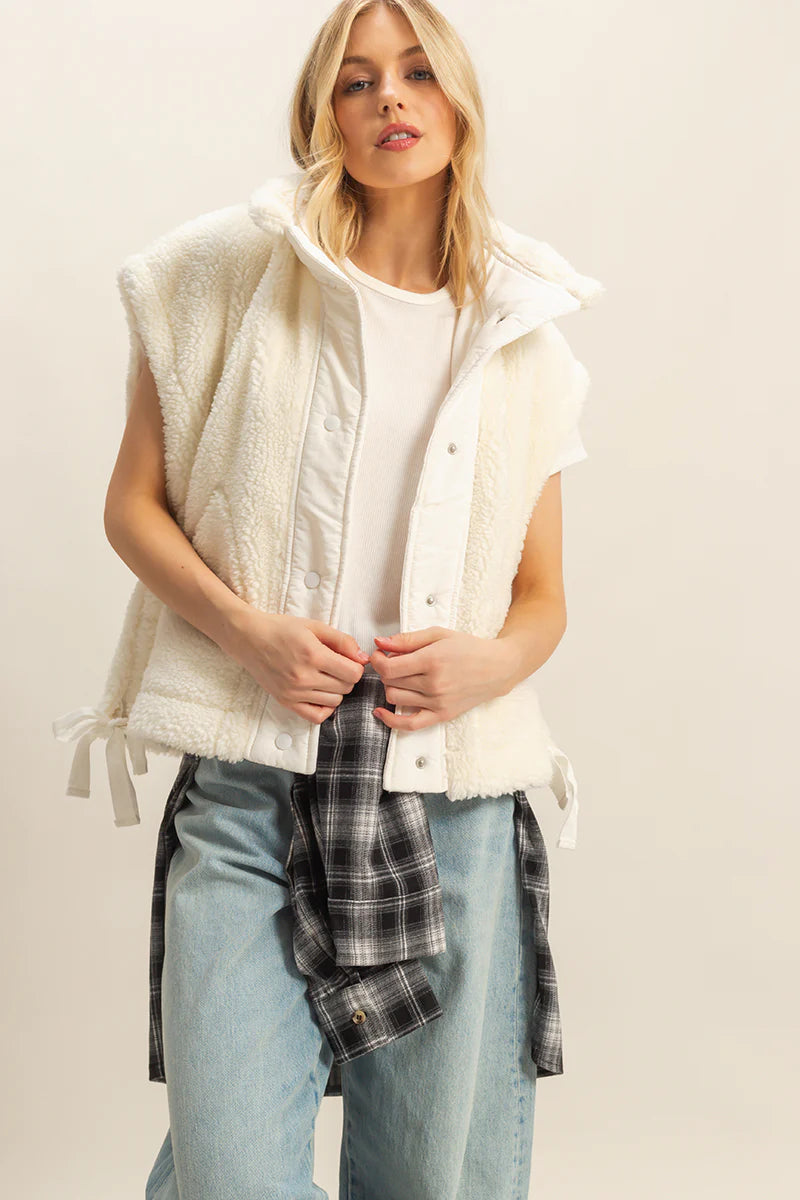 White Cozy Sherpa Vest