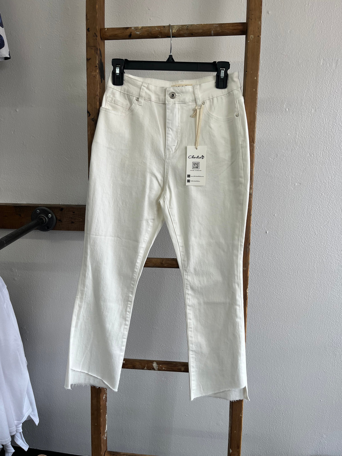 White Stretch Twill Cropped Pant