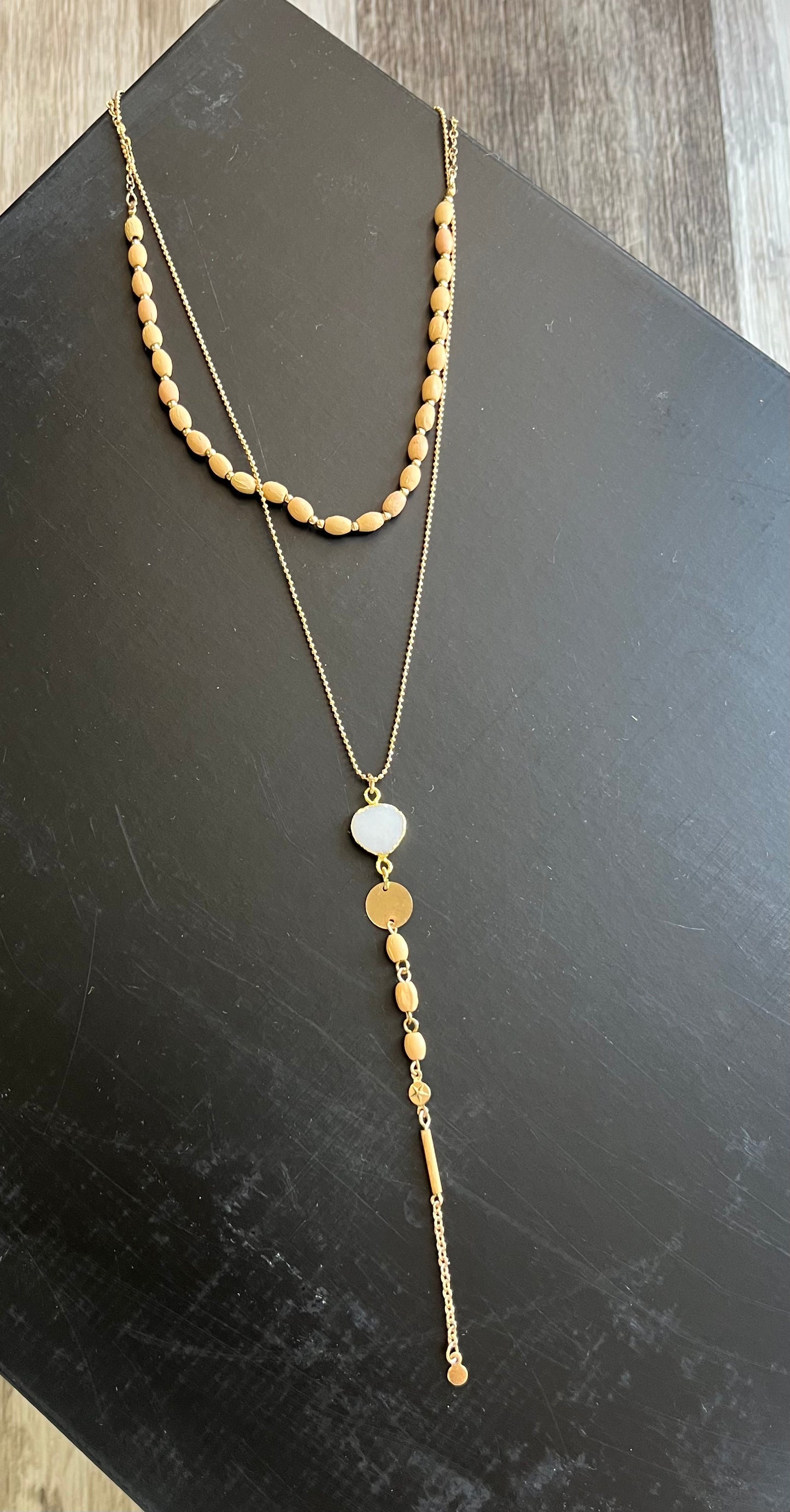 Double Layer Tan Accent Necklace