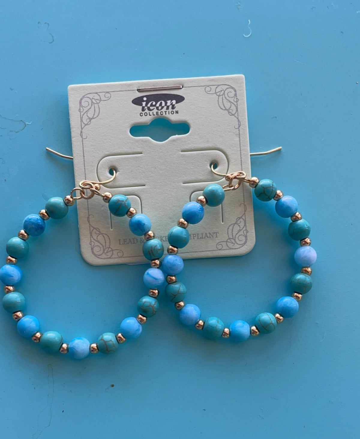 Turquoise Beaded Hoops