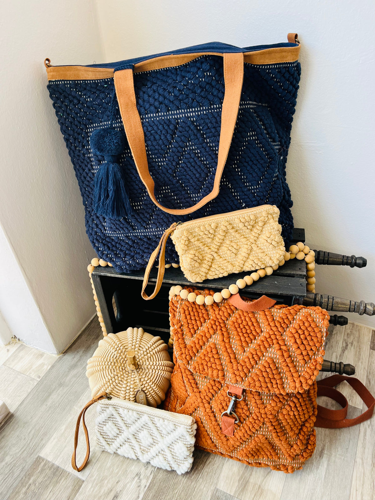 Navy Woven Tote