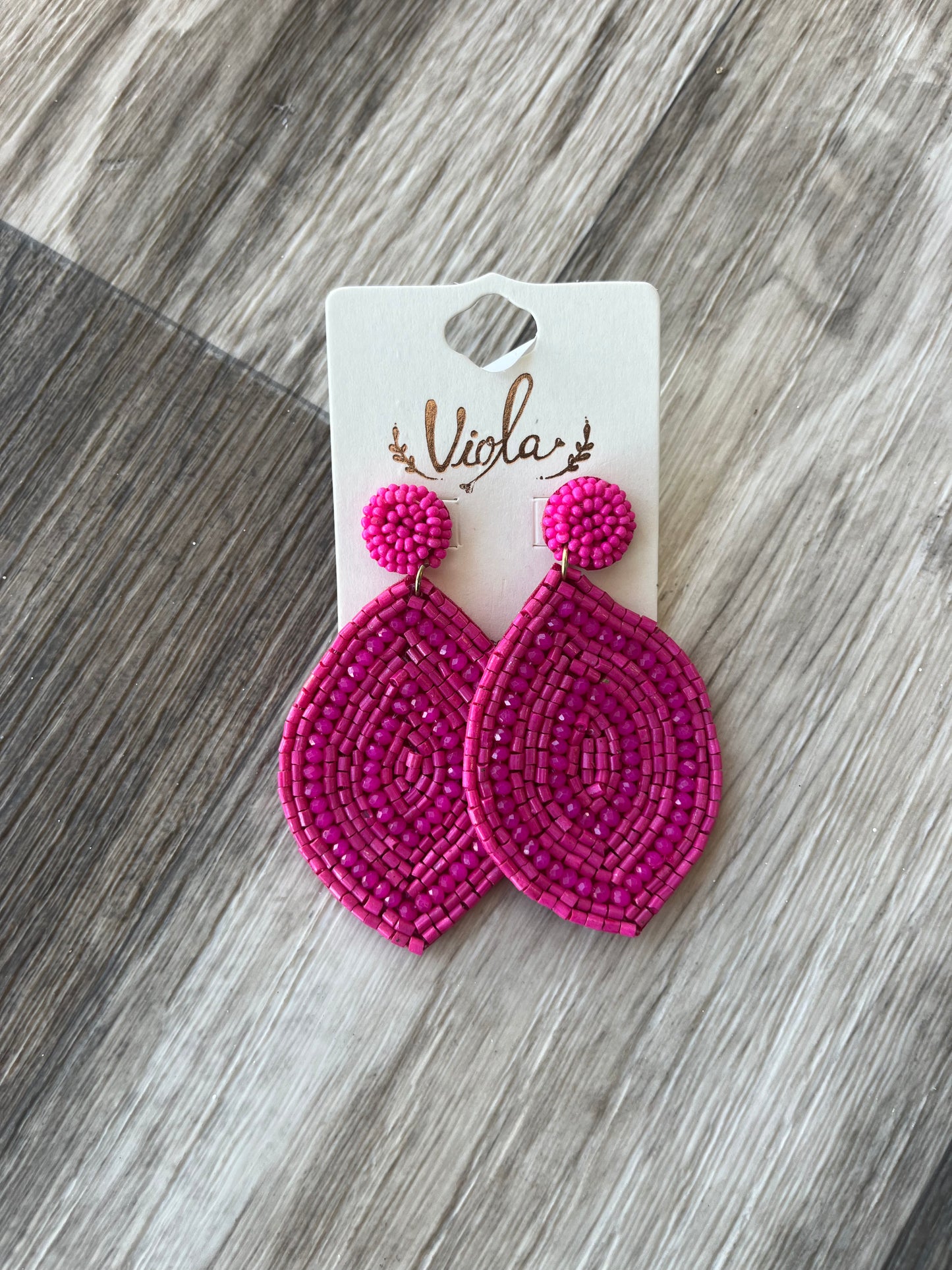 Fuchsia Beaded Earrings