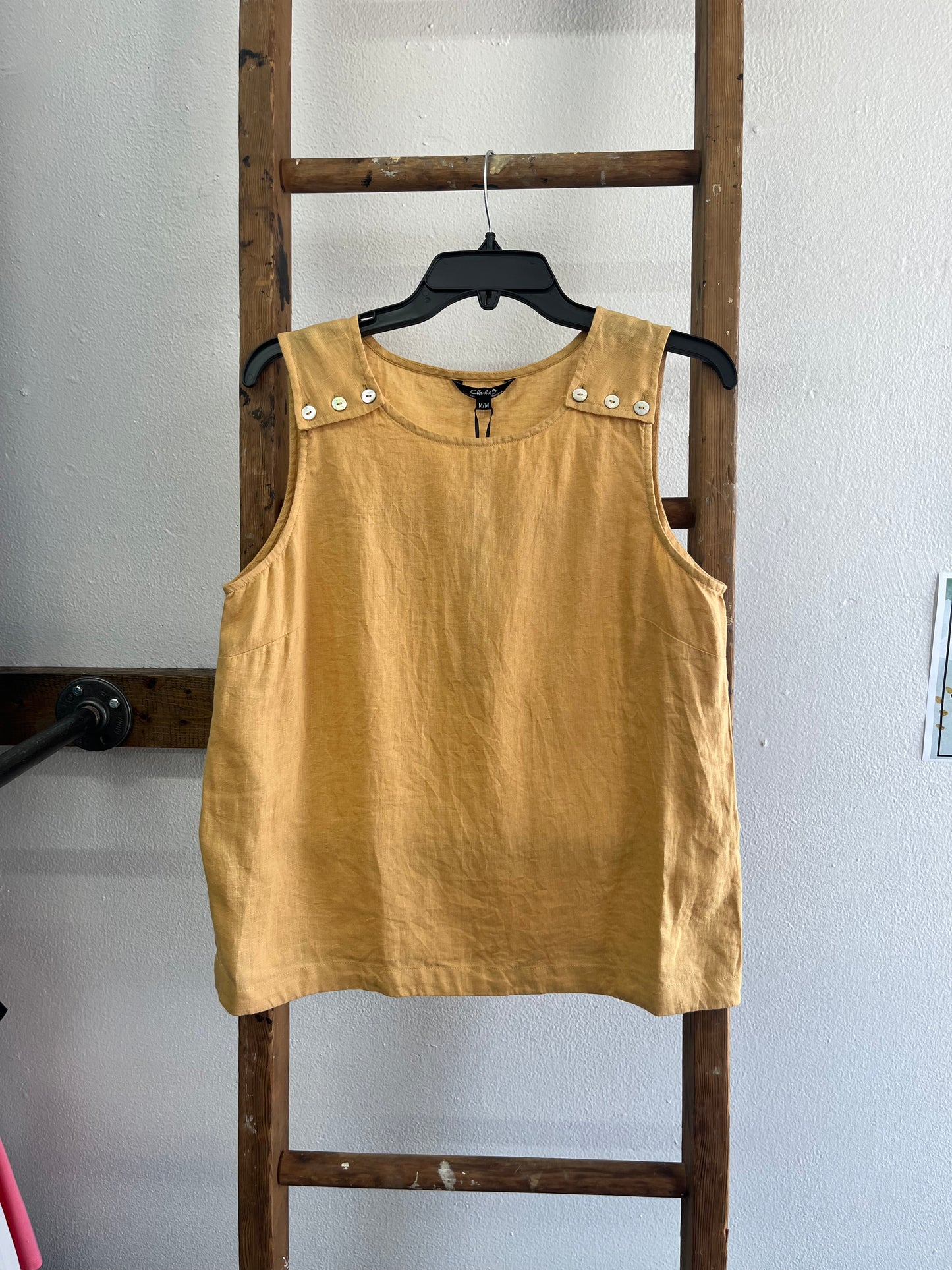 Linen Tank W/ Shoulder Buttons