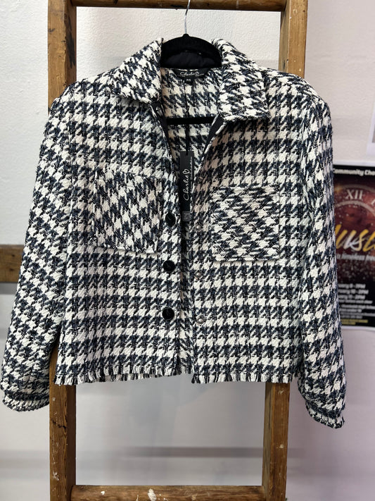 Houndstooth Tweed Short Jacket